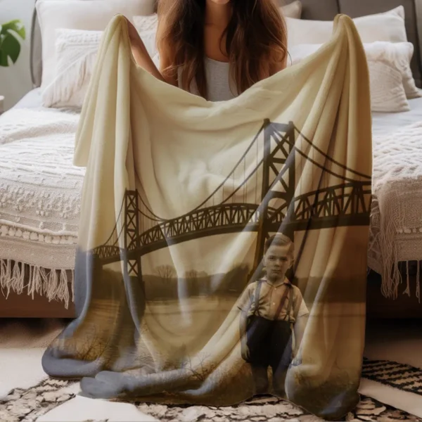 Personalized 1967 Mothman Sighting Sherpa Blanket Your Face in Lost Photo, Custom Gift