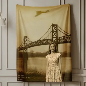 Personalized 1967 Mothman Sighting Sherpa Blanket Your Face in Lost Photo, Custom Gift