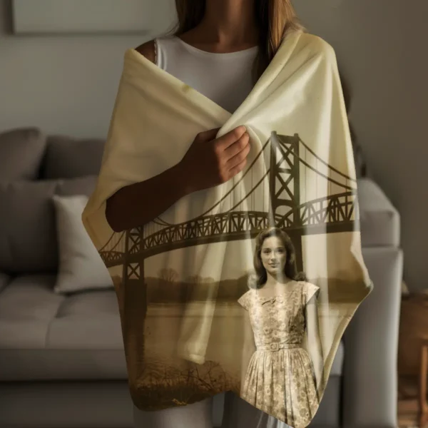 Personalized 1967 Mothman Sighting Sherpa Blanket Your Face in Lost Photo, Custom Gift