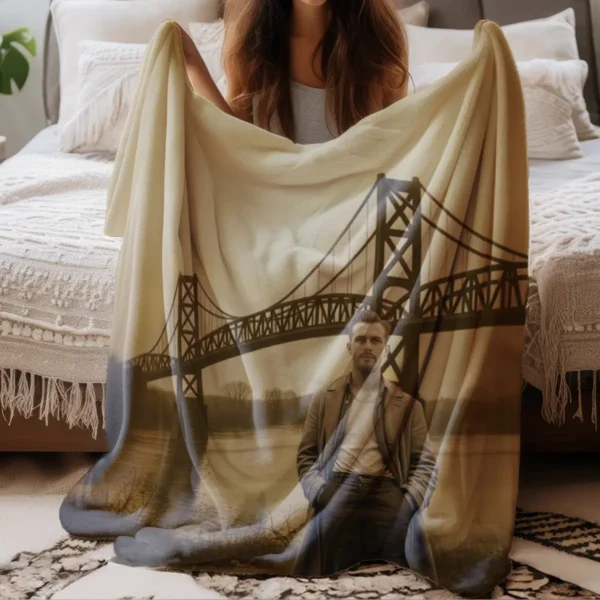 Personalized 1967 Mothman Sighting Sherpa Blanket Your Face in Lost Photo, Custom Gift