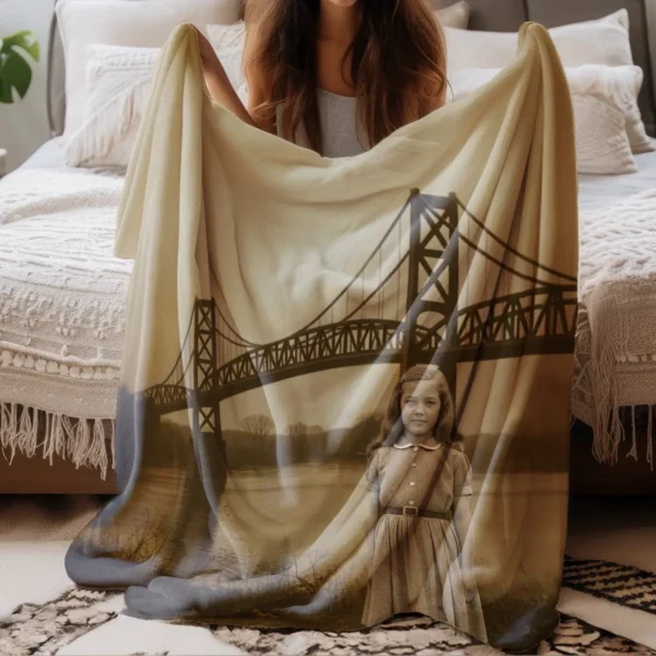 Personalized 1967 Mothman Sighting Sherpa Blanket Your Face in Lost Photo, Custom Gift