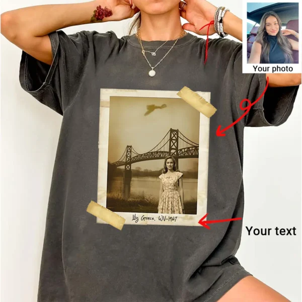 Personalized 1967 Mothman Sighting Shirt Your Face in Lost Photo, Custom Tee