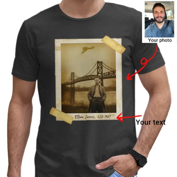 Personalized 1967 Mothman Sighting Shirt Your Face in Lost Photo, Custom Tee