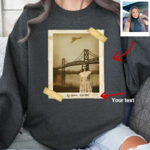 Personalized 1967 Mothman Sighting Sweatshirt | Your Face in Lost Photo, Custom Pullover 19 Personalized 1967 Mothman Sighting Sweatshirt Your Face in Lost Photo, Custom Pullover