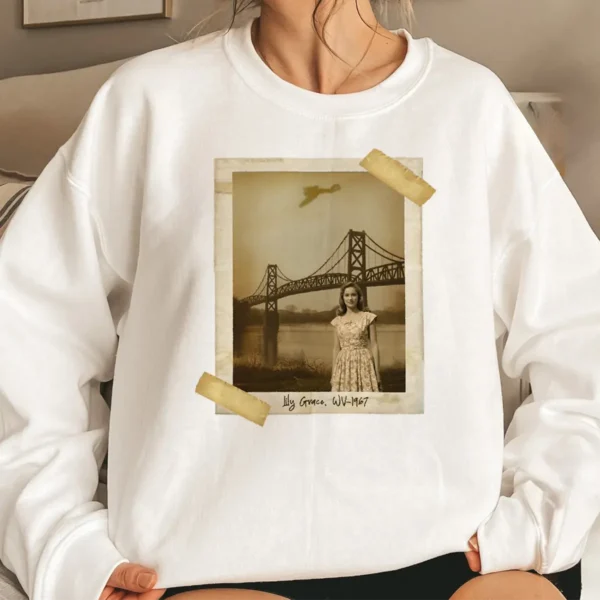Personalized 1967 Mothman Sighting Sweatshirt Your Face in Lost Photo, Custom Pullover