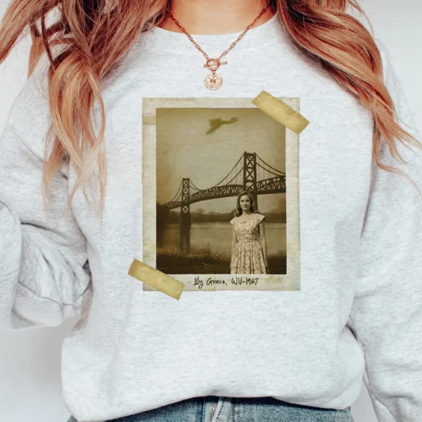 Personalized 1967 Mothman Sighting Sweatshirt Your Face in Lost Photo, Custom Pullover