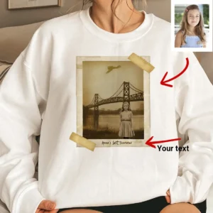 Personalized 1967 Mothman Sighting Sweatshirt | Your Face in Lost Photo, Custom Pullover 23 Personalized 1967 Mothman Sighting Sweatshirt Your Face in Lost Photo, Custom Pullover
