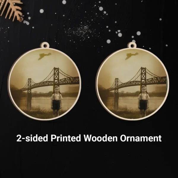 Personalized 1967 Mothman Sighting Wooden Ornament Your Face in Lost Photo, Christmas Gift