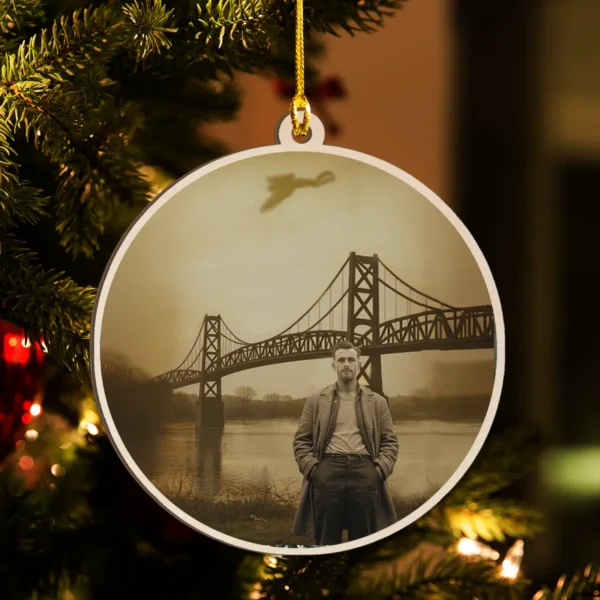 Personalized 1967 Mothman Sighting Wooden Ornament Your Face in Lost Photo, Christmas Gift
