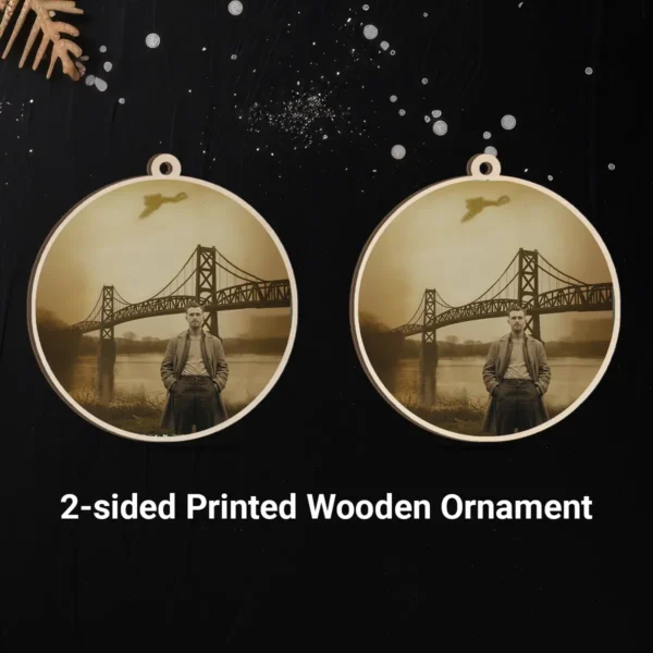 Personalized 1967 Mothman Sighting Wooden Ornament Your Face in Lost Photo, Christmas Gift