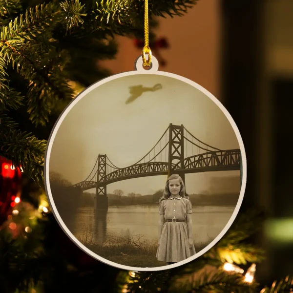 Personalized 1967 Mothman Sighting Wooden Ornament Your Face in Lost Photo, Christmas Gift