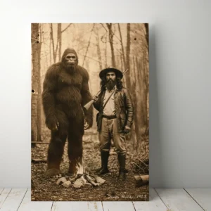 Personalized Bigfoot 1910s Portrait Canvas | Vintage Custom Sasquatch Wall Art Ready to Hang 28 Personalized Bigfoot 1910s Portrait Canvas Vintage