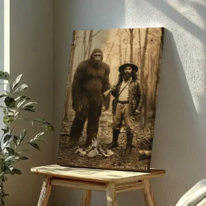 Personalized Bigfoot 1910s Portrait Canvas | Vintage Custom Sasquatch Wall Art Ready to Hang 29 Personalized Bigfoot 1910s Portrait Canvas Vintage