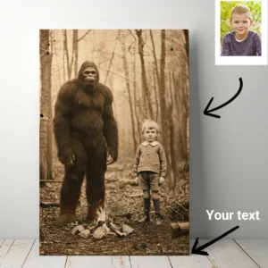 Personalized Bigfoot 1910s Portrait Canvas | Vintage Custom Sasquatch Wall Art Ready to Hang 30 Personalized Bigfoot 1910s Portrait Canvas Vintage
