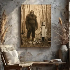 Personalized Bigfoot 1910s Portrait Canvas | Vintage Custom Sasquatch Wall Art Ready to Hang 34 Personalized Bigfoot 1910s Portrait Canvas Vintage
