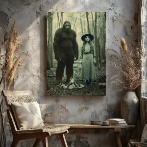 Personalized Bigfoot 1910s Portrait Canvas | Vintage Custom Sasquatch Wall Art Ready to Hang 20 Personalized Bigfoot 1910s Portrait Canvas Vintage