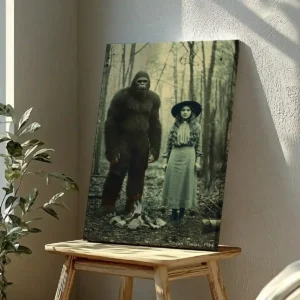 Personalized Bigfoot 1910s Portrait Canvas | Vintage Custom Sasquatch Wall Art Ready to Hang 21 Personalized Bigfoot 1910s Portrait Canvas Vintage