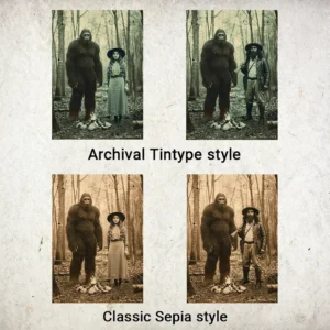 Personalized Bigfoot 1910s Portrait Canvas | Vintage Custom Sasquatch Wall Art Ready to Hang 22 Personalized Bigfoot 1910s Portrait Canvas Vintage
