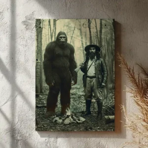 Personalized Bigfoot 1910s Portrait Canvas | Vintage Custom Sasquatch Wall Art Ready to Hang 26 Personalized Bigfoot 1910s Portrait Canvas Vintage