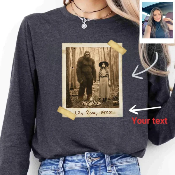 Personalized Bigfoot 1910s Portrait Long Sleeve Tee