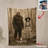 Personalized Bigfoot 1910s Portrait Sherpa Blanket Unique Custom