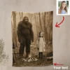 Personalized Bigfoot 1910s Portrait Sherpa Blanket Unique Custom