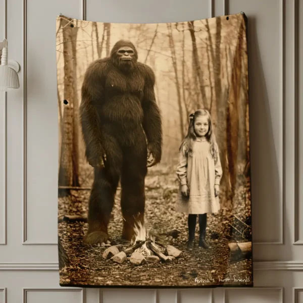 Personalized Bigfoot 1910s Portrait Sherpa Blanket Unique Custom