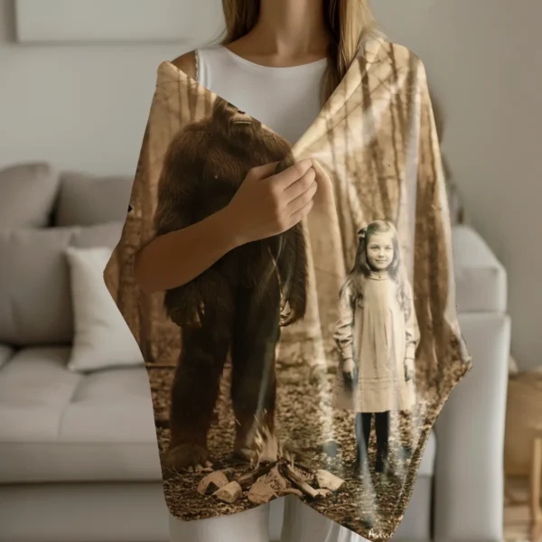 Personalized Bigfoot 1910s Portrait Sherpa Blanket Unique Custom