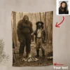 Personalized Bigfoot 1910s Portrait Sherpa Blanket Unique Custom