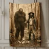 Personalized Bigfoot 1910s Portrait Sherpa Blanket Unique Custom