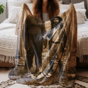 Personalized Bigfoot 1910s Portrait Sherpa Blanket Unique Custom