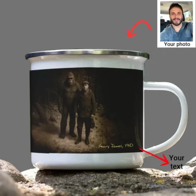 20+ Best Bigfoot Accessories & Drinkware for Everyday Adventures 3 Personalized Bigfoot 1920s Camping Mug Custom Face