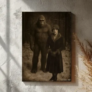 Personalized Bigfoot 1920s Photo Canvas | Custom Sasquatch Wall Art Ready to Hang 10 Personalized Bigfoot 1920s Photo Canvas Custom