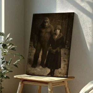 Personalized Bigfoot 1920s Photo Canvas | Custom Sasquatch Wall Art Ready to Hang 12 Personalized Bigfoot 1920s Photo Canvas Custom