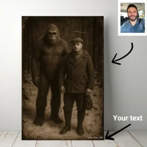 Personalized Bigfoot 1920s Photo Canvas | Custom Sasquatch Wall Art Ready to Hang 13 Personalized Bigfoot 1920s Photo Canvas Custom