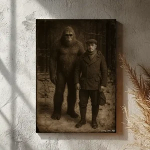Personalized Bigfoot 1920s Photo Canvas | Custom Sasquatch Wall Art Ready to Hang 16 Personalized Bigfoot 1920s Photo Canvas Custom