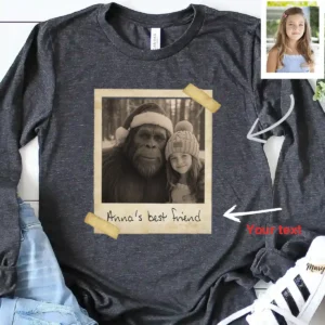 Personalized Bigfoot Christmas Long Sleeve Tee | Funny Custom Sasquatch Face Crewneck 21 Personalized Bigfoot Christmas Long Sleeve Tee Funny