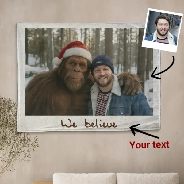 Personalized Bigfoot Christmas Sherpa Blanket Funny