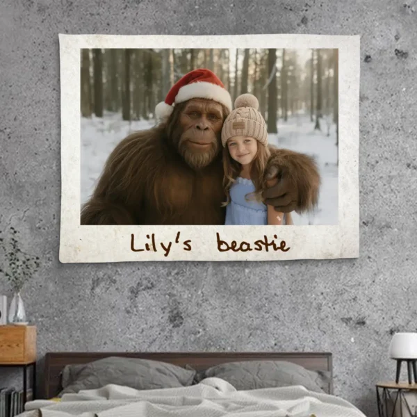 Personalized Bigfoot Christmas Sherpa Blanket Funny