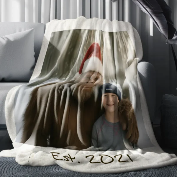 Personalized Bigfoot Christmas Sherpa Blanket Funny