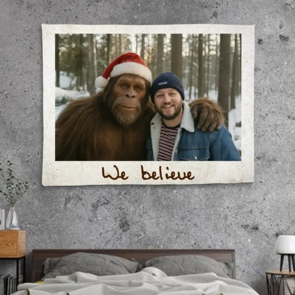 Personalized Bigfoot Christmas Sherpa Blanket Funny