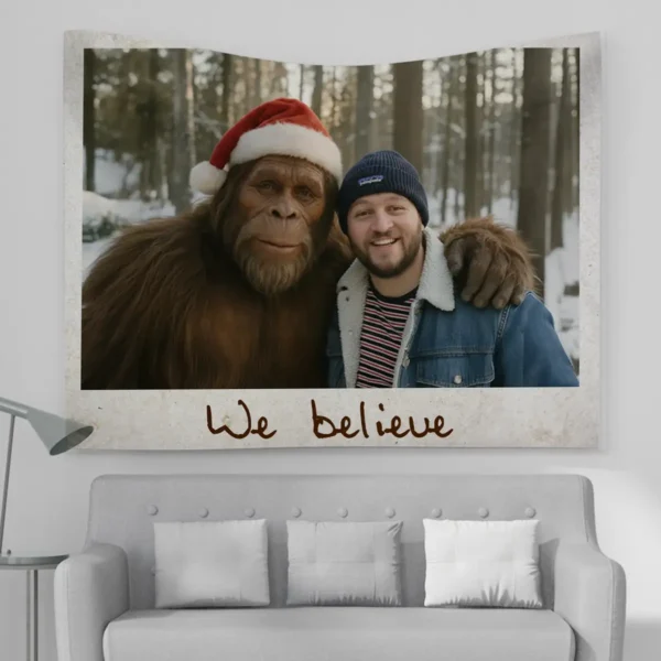 Personalized Bigfoot Christmas Sherpa Blanket Funny