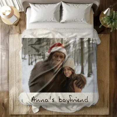 Personalized Bigfoot Christmas Sherpa Blanket Funny