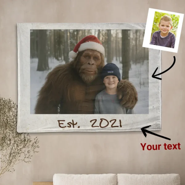 Personalized Bigfoot Christmas Sherpa Blanket Funny