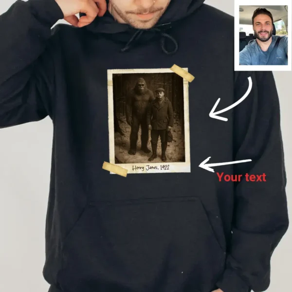Personalized Bigfoot Photo 1920s Hoodie Vintage