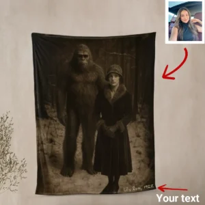 Personalized Bigfoot Photo 1920s Sherpa Blanket Vintage