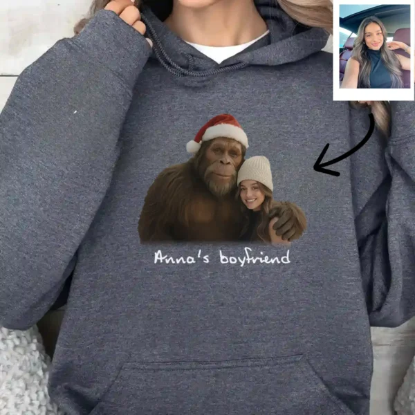 Personalized Bigfoot Photo Christmas Hoodie Funny