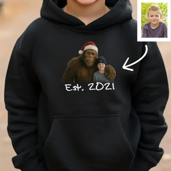 Personalized Bigfoot Photo Christmas Hoodie Funny