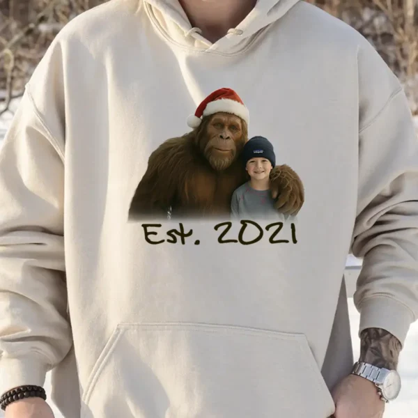 Personalized Bigfoot Photo Christmas Hoodie Funny