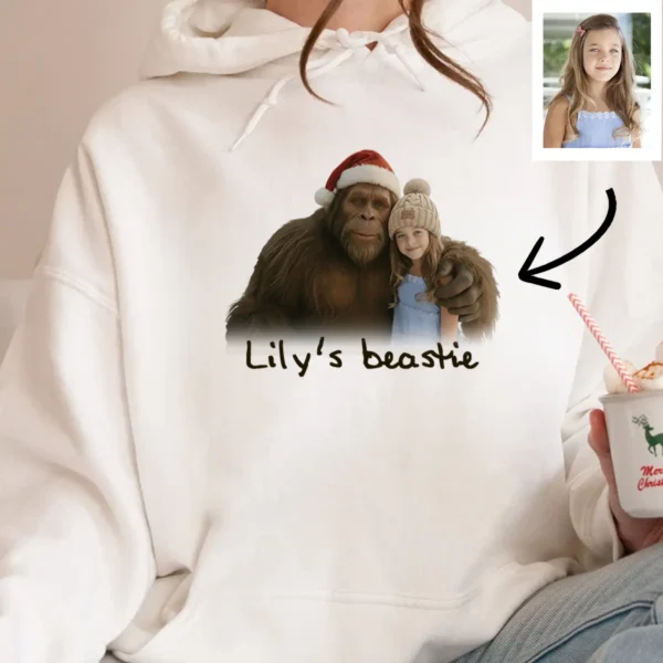 Personalized Bigfoot Photo Christmas Hoodie Funny